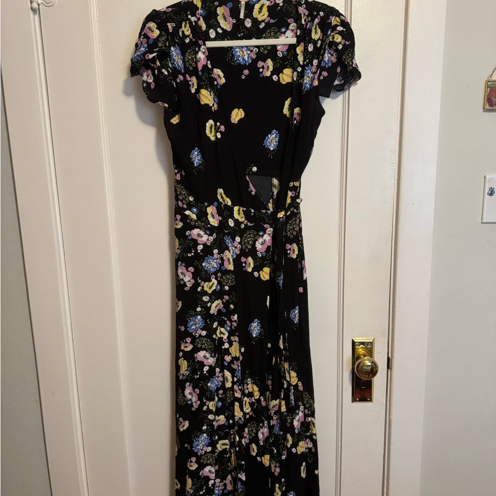 Free People Floral Black Wrap Dress